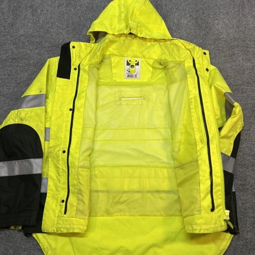 Radians Jacket Mens XL Yellow Hi Vis Hooded Insulated Reflective RW32-3Z1Y image 2