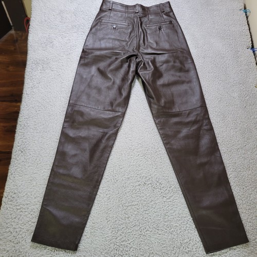 Ralph Lauren Purple Label Lamb Leather Pants Womens 2 Brown High Waist 25x31 - Picture 9 of 12