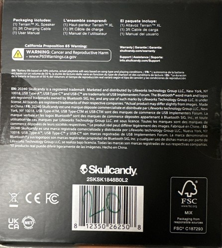 Skullcandy Terrain XL IPX7 18hour Multilink, USBC, Waterproof Bluetooth Speaker - Picture 3 of 3
