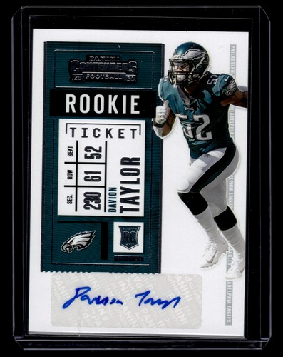 2020 Panini Contenders #283 Davion Taylor RC, AU Philadelphia Eagles NM Auto