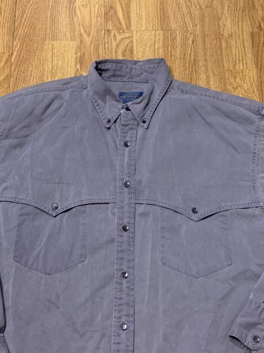 Pendleton Shirt Mens Extra Large Gray Western Wear Pearl Snap Made USA Cotton - Picture 1 of 10