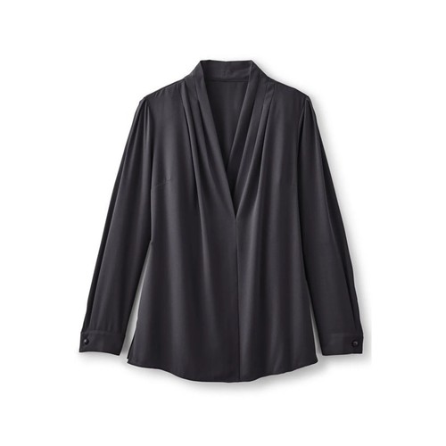 Soft Surroundings Akira Blouse Black Womens 2X NEW NWT Long Sleeve Draped - Picture 4 of 10