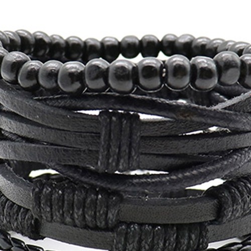 4Pcs Punk Leather Bracelet Vintage Gothic Cuff Bohemian Unisex Jewelry - Bild 3 von 8