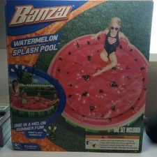 BANZAI WATERMELON SPLASH POOL - 60" Round Kids Inflatable - NEW SEALED