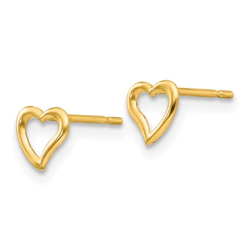 14k Yellow Gold Children's Heart Post Stud Earrings 0.22gm L-5 mm W-5 mm - Picture 2 of 5