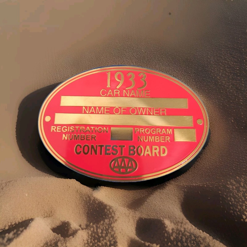 Aaa Racing Board AAA Contest Board 1933 RACE Speed Data Plate Acid Etched Brass RED | eBay