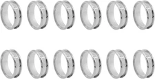 12Pcs Stainless Steel Grooved Finger Ring for Jewelry Making,Silver Core Blanks 