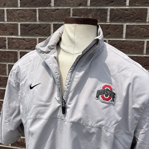 Ohio State Buckeyes Gray 1/4 Zip DriFit Team Issued Logo Wind Jacket Pullover L - Picture 8 of 11