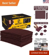 Scuff Pads 6x9 Non-Woven Reusable Auto Paint Prep Metal Wood Plastics 10pcs