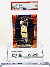 2021-22 Panini Select Basketball Lebron James #100 Orange Flash Prizm PSA 7