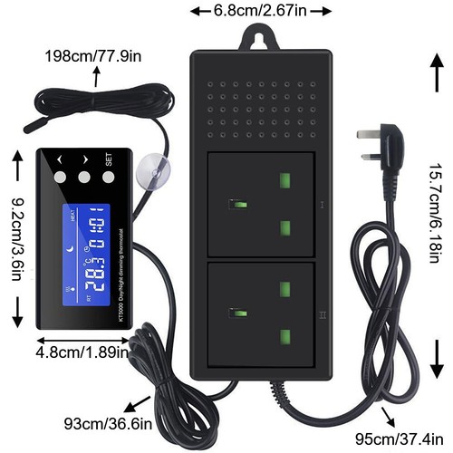 New Digital Reptile Thermostat Day & Night Dimming+Timer Aquarium Heat Tools new - Picture 2 of 12