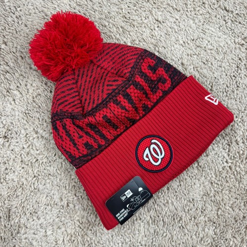Washington Nationals Beanie New Era Authentic Collection Red Pom Cuffed Knit Cap - Picture 5 of 5