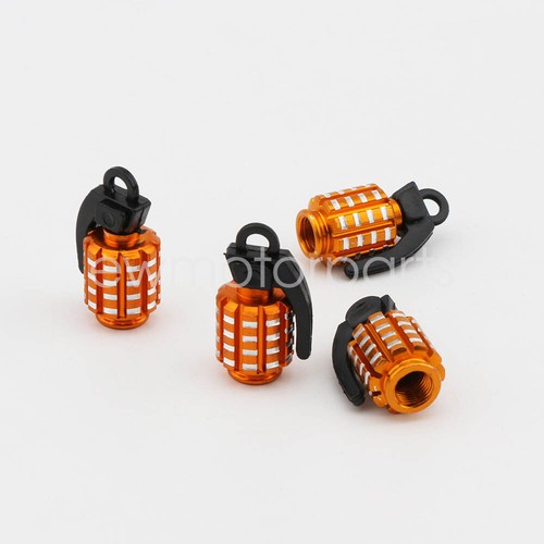 4pcs Gold Aluminum Wheel Rim Tyre Tire Valve Stem Caps Grenade Style For Yamaha - Picture 4 of 5