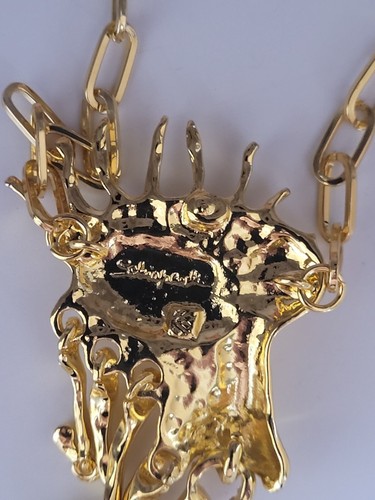 EVIL EYE DESIGNER Schiaparelli Inspired GOLD PLATED Necklace HALLOWEEN Pendant - Picture 2 of 12