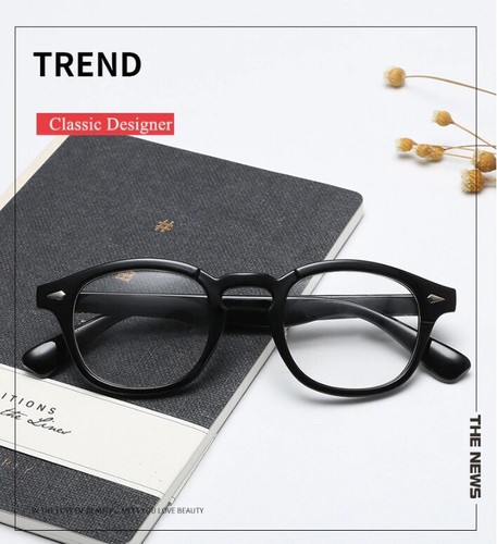 Black Frame Unisex Johnny Depp Style Glasses 2019 Clear Lens Optical Glasses - Picture 6 of 11