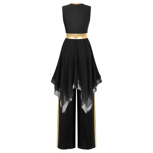 Women Suit Patchwork Outfit Dress Set Gown Dancewear Sleeveless Costume Praise - Picture 9 of 61