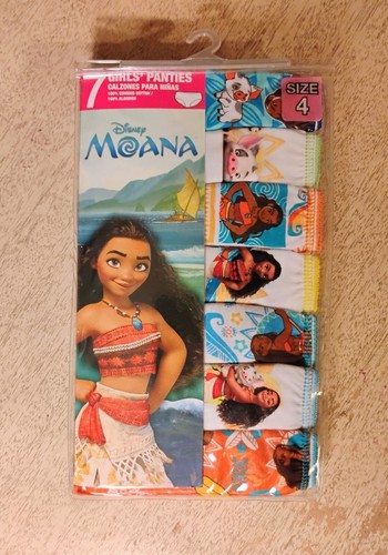 Moana Girls' Panties, 7 Pack, 100% Combed Cotton, Choose Your Size - Picture 1 of 6