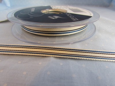 25mm Grosgrain Blue and White Chevron Stripe Ribbon in 1m 10m and 25m 5m
