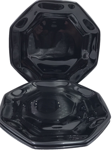 Arcoroc OCTIME Black Plates Salad Dessert 7 1/4” Octagonal Sided Glass MCM  - Picture 2 of 8
