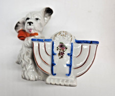 Scottish Terrier Dog Figurine Small Planter Flower Vase Ceramic Japan T6D