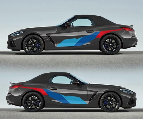 Tricolor Graphics Car Sticker Vinyl Decals For BMW Z4 2Sides Skirt Racing Stripe - Picture 6 of 9