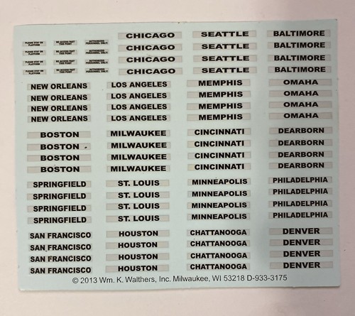 Walthers HO Scale Decal Milwaukee, WI