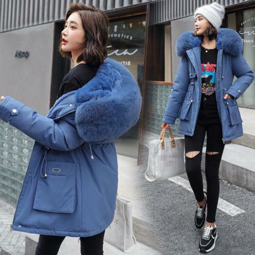 Ladies Women's Lined Faux Fur Collar Hooded Short Parkas Snow Coat Jacket Warm D - Picture 16 of 17