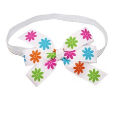 WD2U Baby Girls Assorted 4.5" Printed Grosgrain Ribbon Hair Bow Stretch Headband
