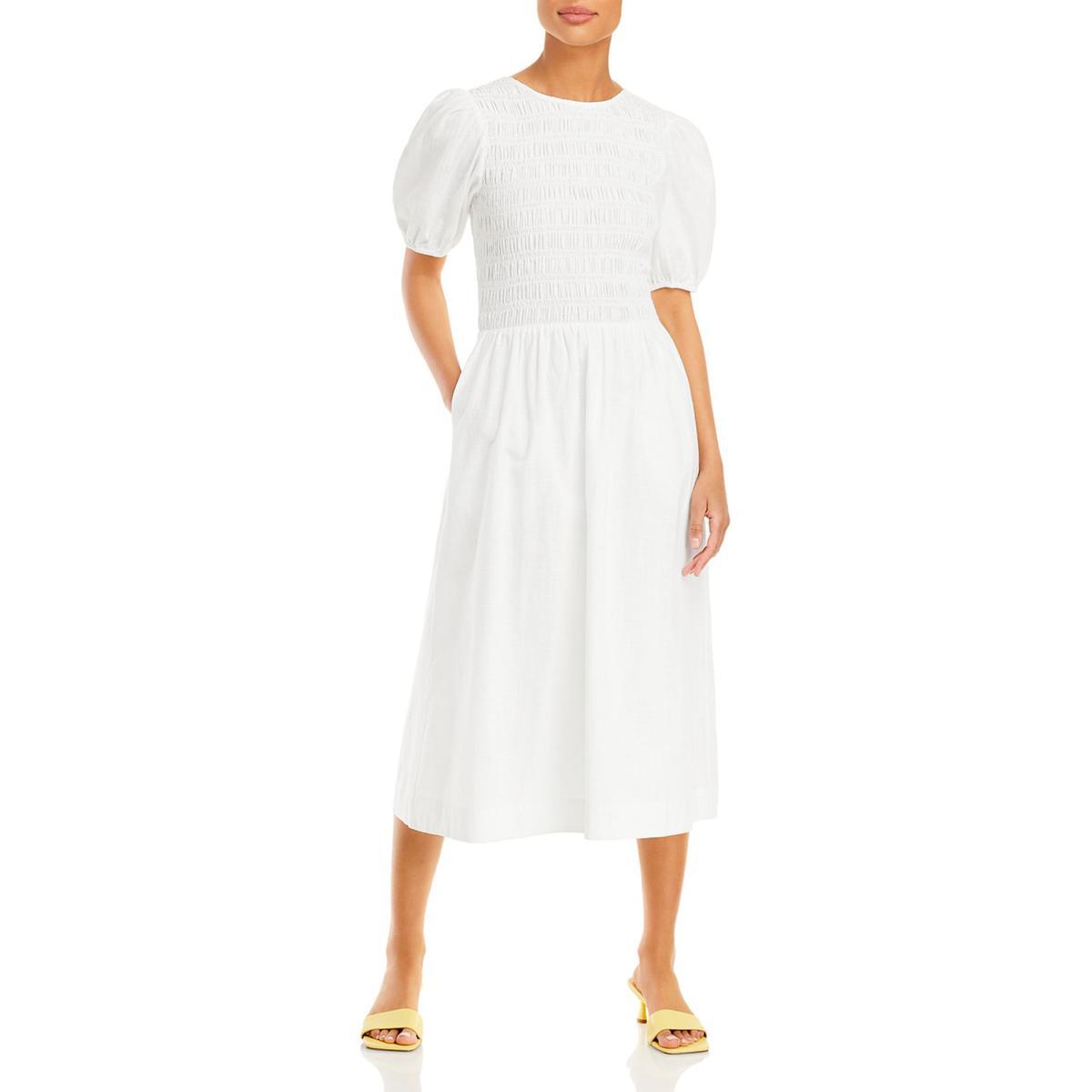 Женское миди-платье Lucy Paris Aspen White с пышными рукавами длиной до икр S BHFO 6297