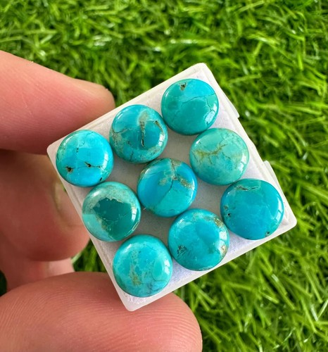 Pietra preziosa cabochon naturale blu mohave turchese 8 mm forma rotonda lotto 10 pezzi. - Foto 5 di 10