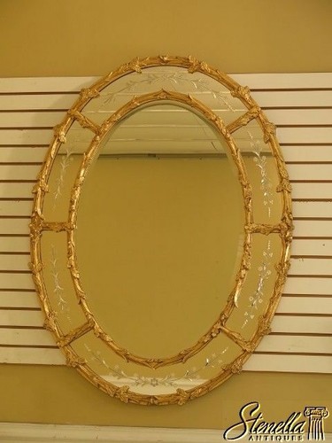 45211EC: FRIEDMAN BROTHERS Model #6520 Etched Glass Oval Mirror ~ NEW - Picture 2 of 12