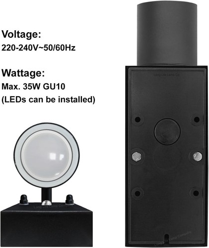 Wired Outdoor Up & Down Sensor Wall Light GU10 Black Stainless Steel - Open Box - Picture 3 of 8