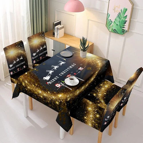 Christmas Snowflake Tablecloth Xmas Dining Chair Cover Table Cloth Party Decor - Bild 5 von 28