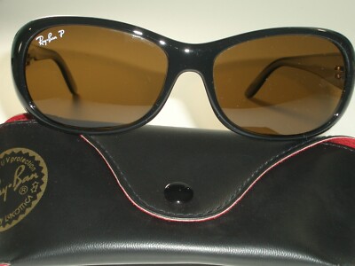LADIES RAY BAN RB4061 GLOSSY BLACK POLARIZED BROWN CRYSTAL  display picture 2