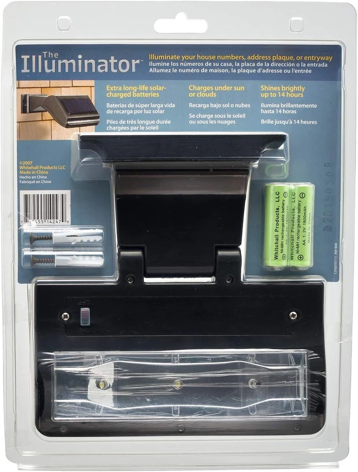 Lámpara de dirección solar iluminador de pared estándar Whitehall Products, negro Foto 4 de 4