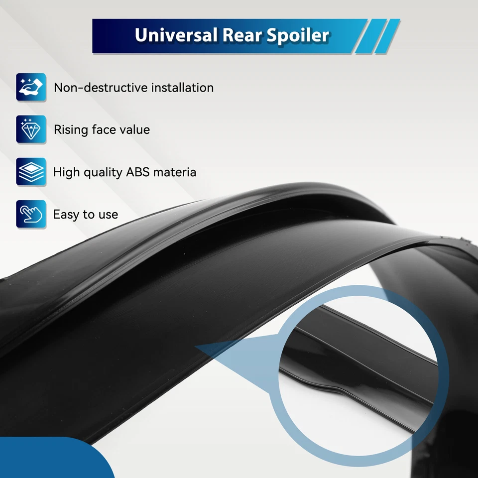 Labio de techo trasero de coche UNIVERSAL alerón cierre de ala maletero trasero negro estilo V 45" EE. UU. Foto 4 de 4