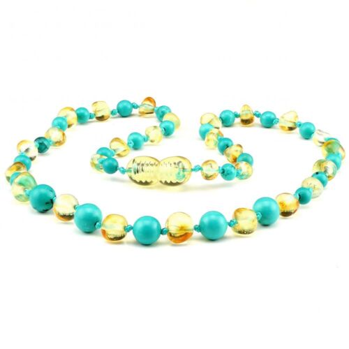 Collana In Ambra Baltica Vera Naturale Barocca Con Perle Lucide 32Cm - Foto 7 di 8