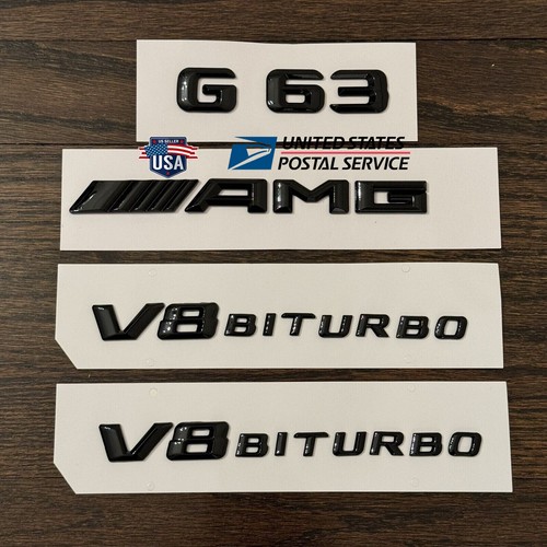 G63 AMG NEGRO BRILLANTE EMBLEMAS INSIGNIAS PARA MERCEDES CLASE G V8 BITURBO 4638175200 - Imagen 2 de 15