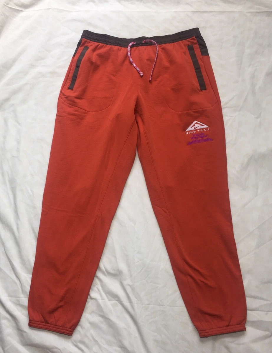 NIKE TRAIL TOUR DU MONT BLANC MEN'S RUNNING PANTS / JOGGERS ORANGE SIZE  LARGE