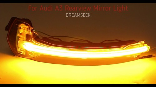 For Audi A3 S3 13-20 LED Side Rearview Mirror Light w/ Turn Lamp Indicator L+R - Video 1 of 1
