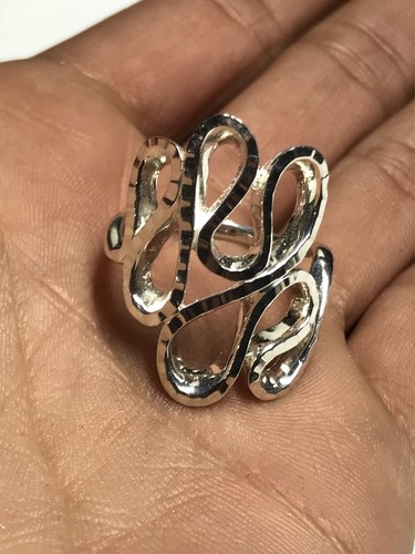 Sterling Silver 925 Modernist Wavy Ring Size  8.25 C54 - Picture 2 of 6