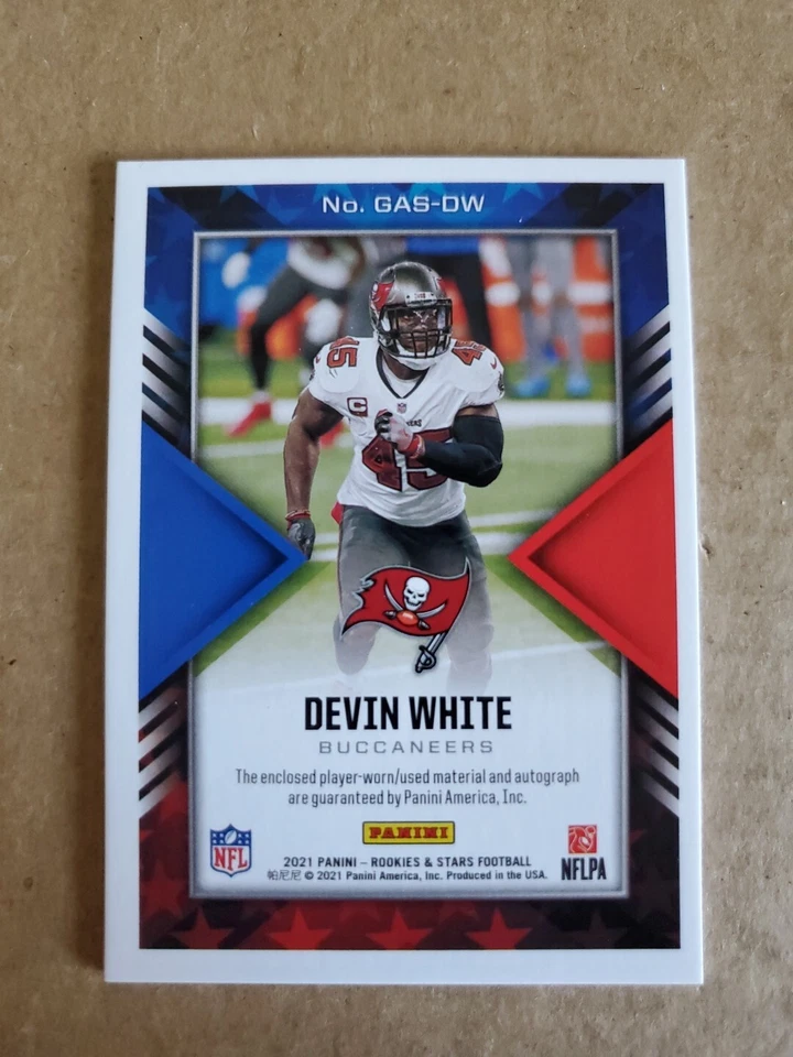 2021 PANINI ROOKIES & STARS DEVIN WHITE Jersey Auto/99 Buccaneers !!! - Image 2 of 2