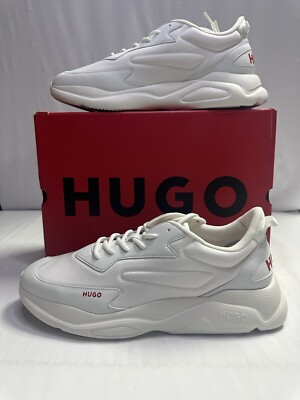 New Hugo Boss Men's Leon Runner Trainers in White 50504799
