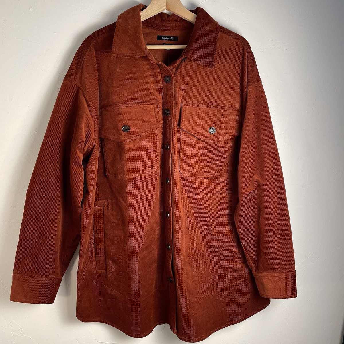 ジャケット・アウター tent cord button various midi coat Denim & Co Womens Jacket sz M Purple Corduroy Button Front