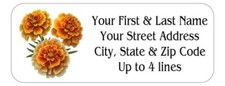 150 Marigold Flowers Mailing Return Address Labels Personalized  1 x 2 5/8 in.