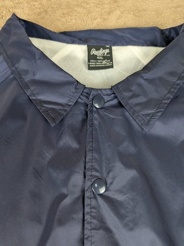Rawlings 4XL Men's Navy Blue Softshell Sports Nylon Button Up Jacket Lined NWT - Picture 5 of 14