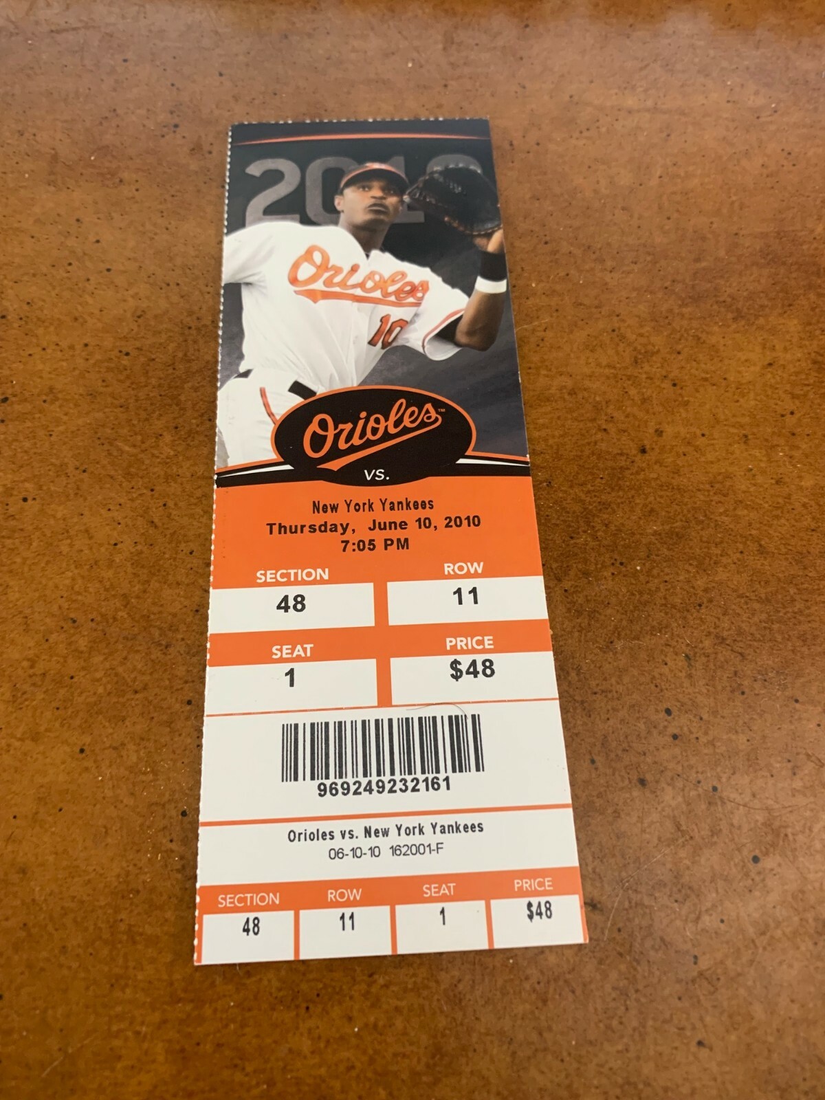 2010 New York Yankees v Baltimore Orioles Baseball Ticket Jake Arrieta