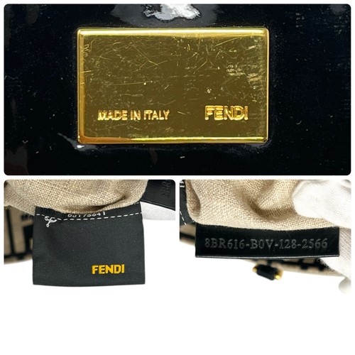 FENDI Vintage FF Logo Mia Canvas Tote Bag Shoulder Bag Chain Handle Cream Gold - Picture 13 of 13