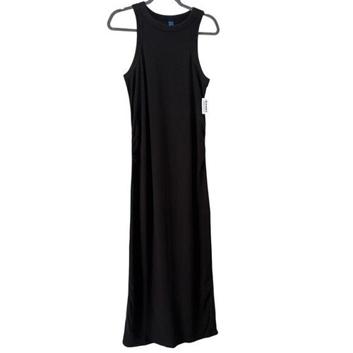 Old Navy Maternity Racerback Rib-Knit Midi Dress Black Jack New Size Large - Picture 2 of 9