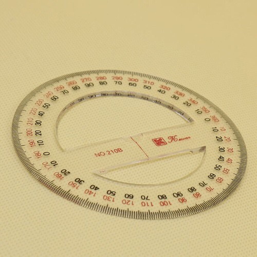 CIRCULAR PROTRACTOR 360 DEGREE 10 15CM TRANSPARENT PLASTIC - Photo 3/4
